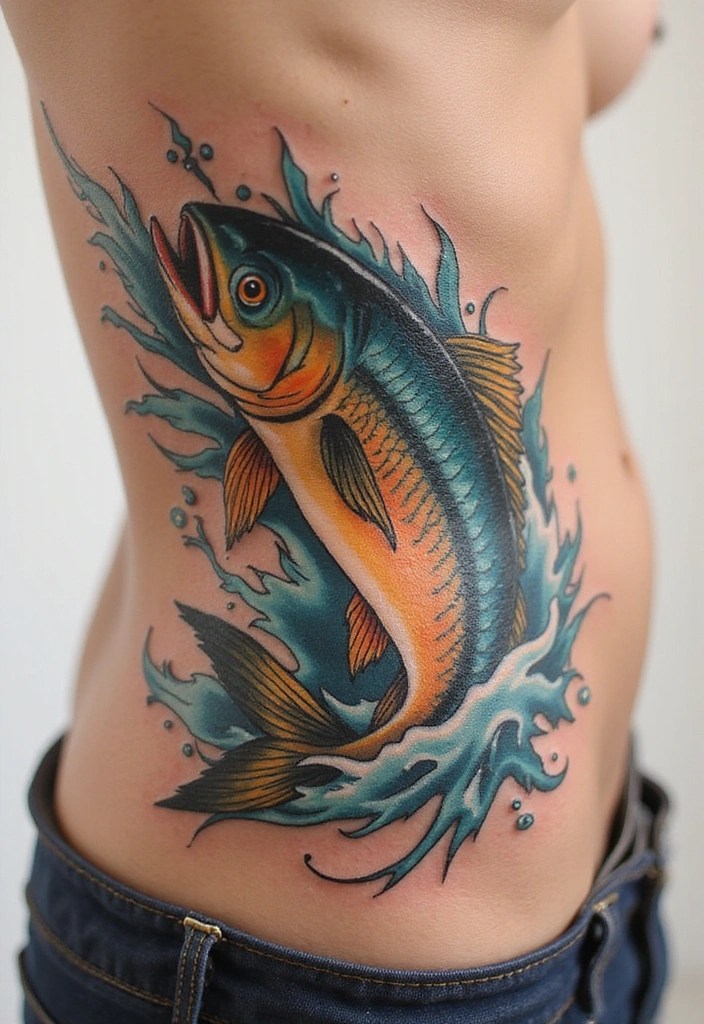 11 Sardine Tattoos That'll Make You Rethink Fishy Ink (You Won't Believe #5!) - 11. Sardine in a Wave
