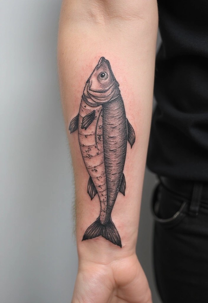 11 Sardine Tattoos That'll Make You Rethink Fishy Ink (You Won't Believe #5!) - 6. Geometric Sardine Design