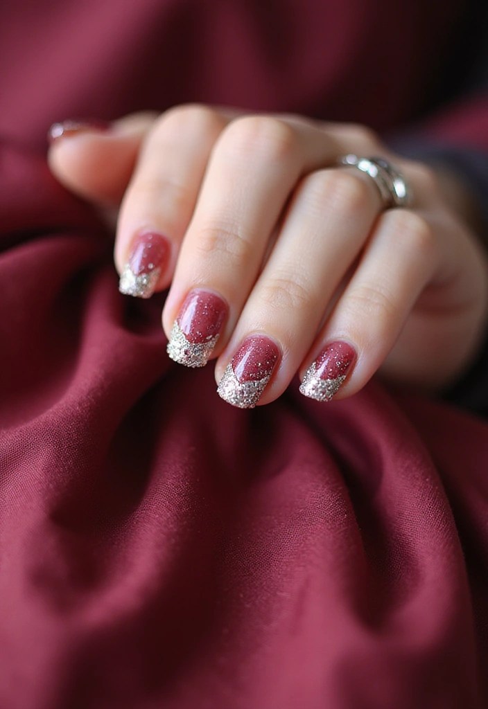 14 Eye-Catching Color Combinations for Angle Nails - 13. Chic Burgundy and Rose