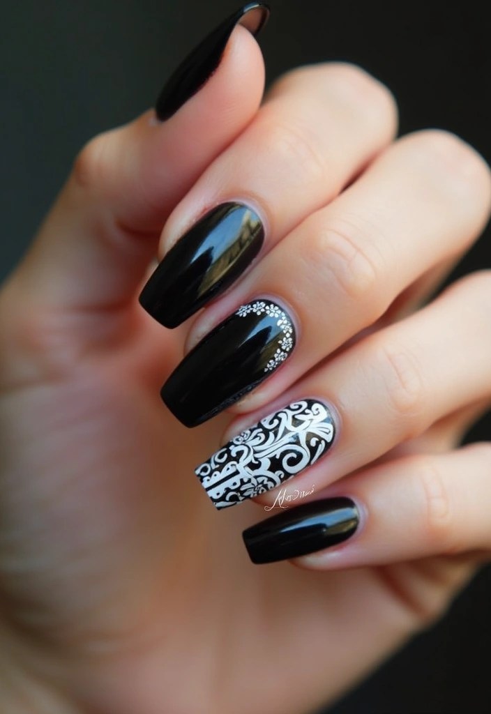 14 Eye-Catching Color Combinations for Angle Nails - 3. Classic Black and White