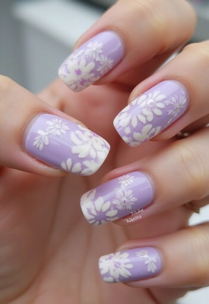 14 Eye-Catching Color Combinations for Angle Nails - 4. Soft Lavender and Cream