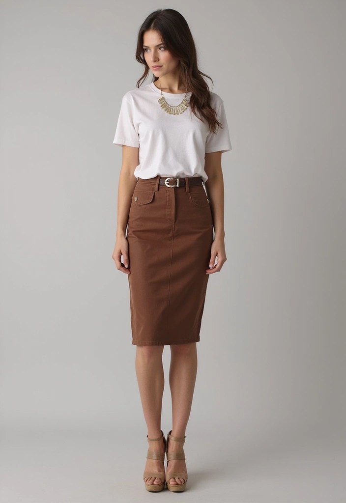 15 Affordable Women's Outfit Ideas Under $50 That Will Make You Look Like a Million Bucks! - 11. Pencil Skirt and Loose-Fit T-Shirt