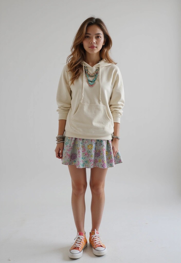 15 Affordable Women's Outfit Ideas Under $50 That Will Make You Look Like a Million Bucks! - 12. Casual Hoodie and Skater Skirt