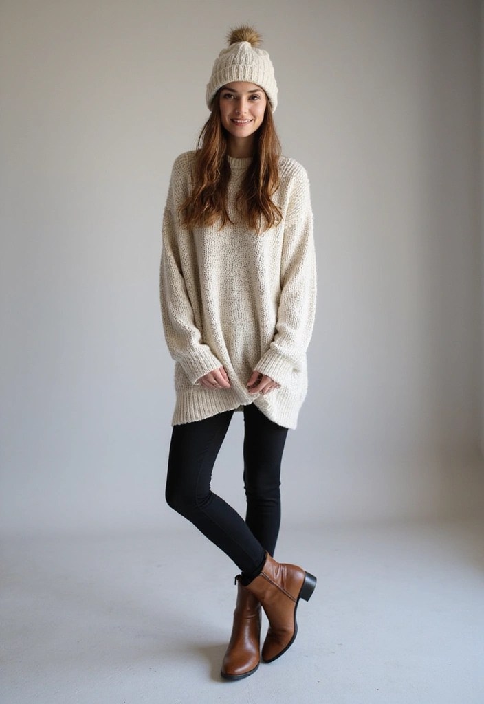 15 Affordable Women's Outfit Ideas Under $50 That Will Make You Look Like a Million Bucks! - 4. Comfy Sweater and Leggings Combo