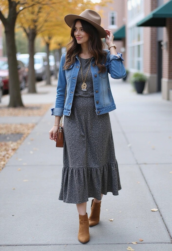 15 Affordable Women's Outfit Ideas Under $50 That Will Make You Look Like a Million Bucks! - 6. Stylish Midi Dress and Denim Jacket