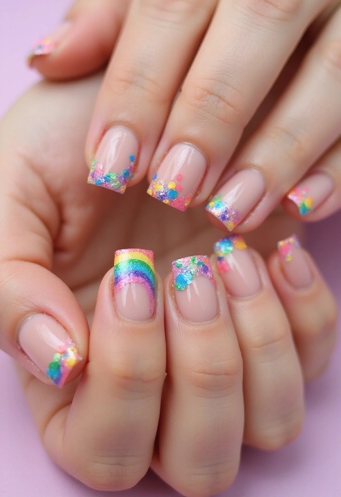 15 Chic French Nail Art Inspirations That Will Make Heads Turn! - 9. Rainbow French Manicure