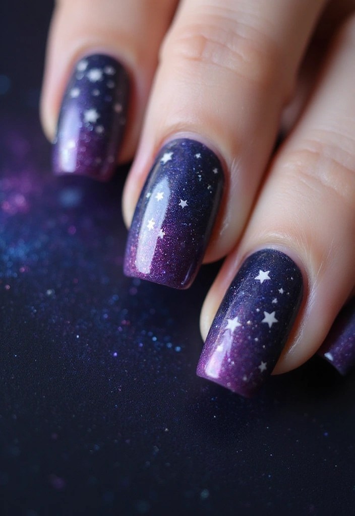15 Gorgeous Star Nails You Can DIY at Home (Your Friends Will Be Amazed!) - 1. Galaxy Glitter Stars