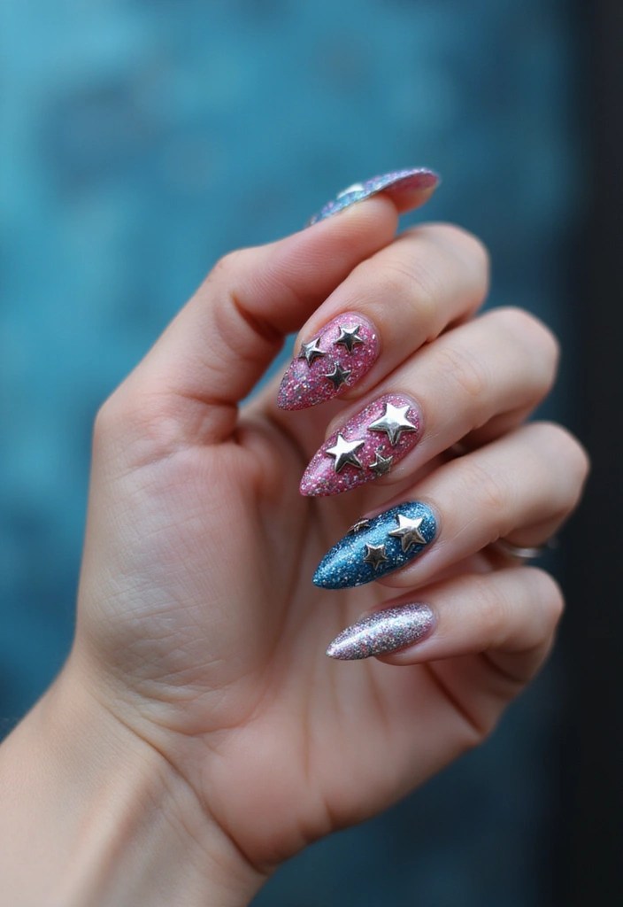 15 Gorgeous Star Nails You Can DIY at Home (Your Friends Will Be Amazed!) - 11. 3D Star Studs