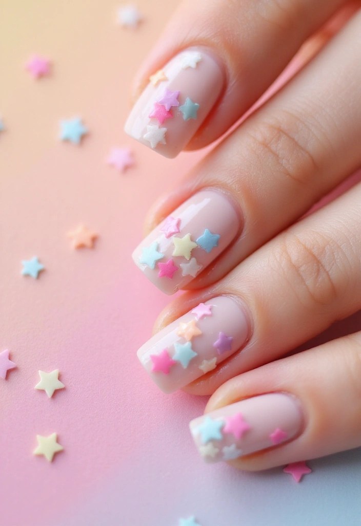 15 Gorgeous Star Nails You Can DIY at Home (Your Friends Will Be Amazed!) - 8. Pastel Star Confetti