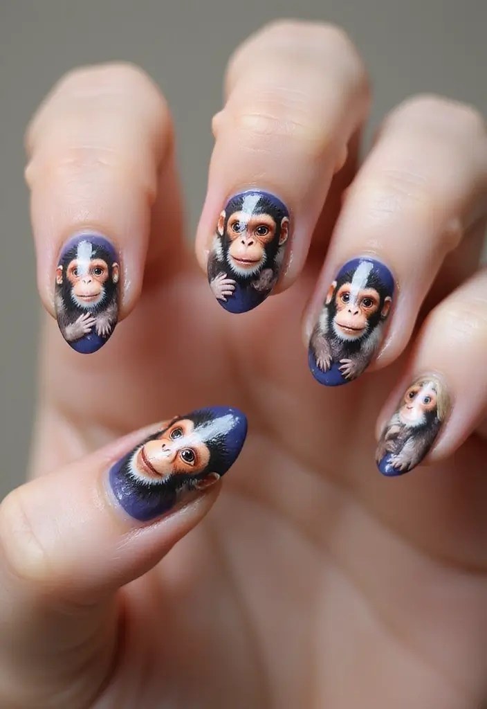 10 Wild Monkey Nails Designs You Need to Try Before They're Gone! - 10. Custom Monkey Portraits