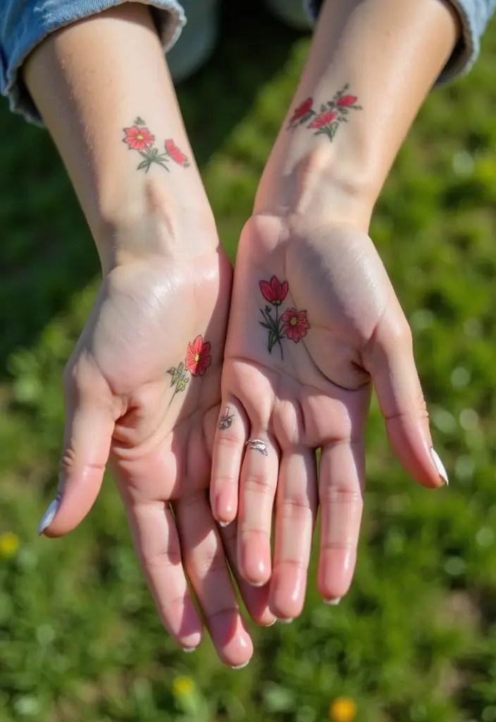 15 Trendy Nail Art & Mini Tattoo Combos You’ll Regret Not Trying - 1. Elegant Floral Designs