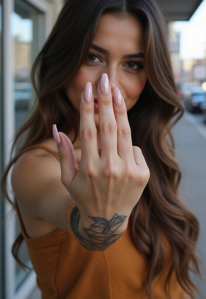 15 Trendy Nail Art & Mini Tattoo Combos You’ll Regret Not Trying - 2. Geometric Shapes