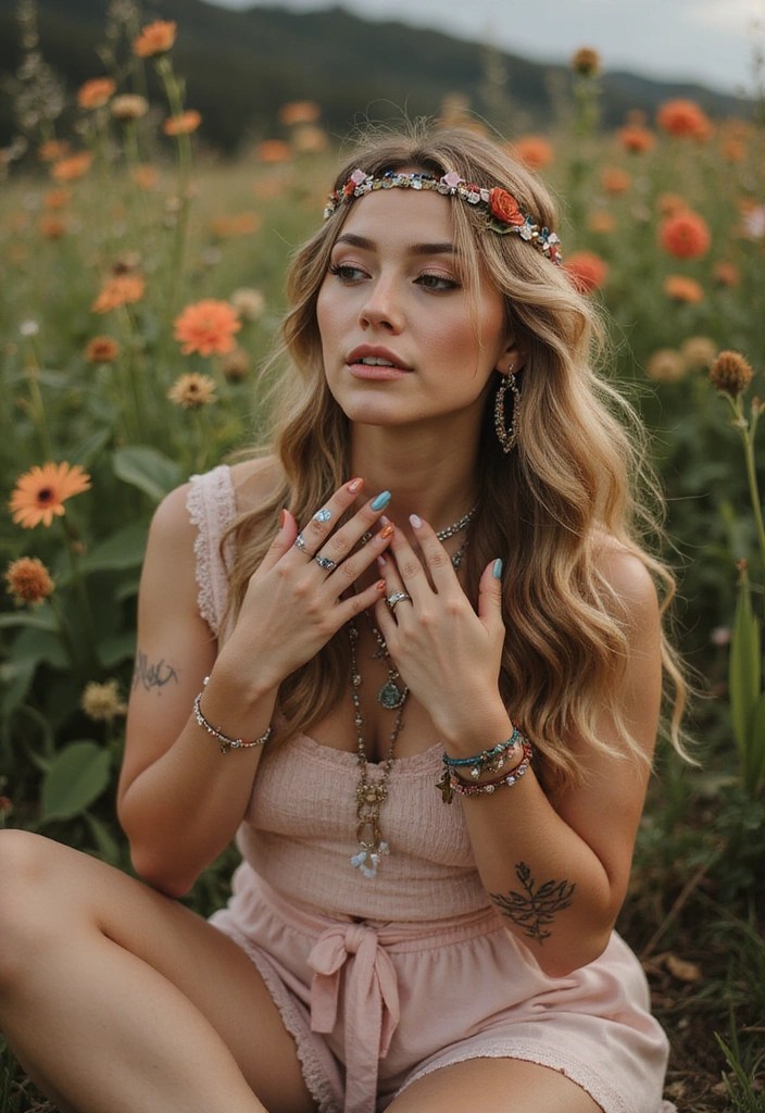 15 Trendy Nail Art & Mini Tattoo Combos You’ll Regret Not Trying - 3. Boho Vibes