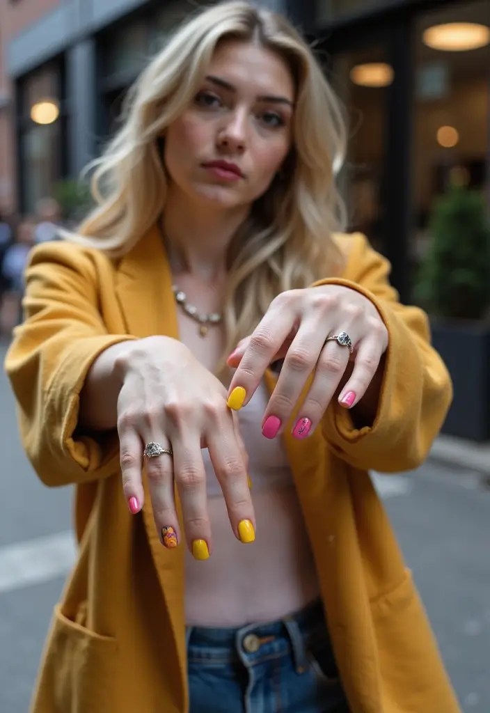 15 Trendy Nail Art & Mini Tattoo Combos You’ll Regret Not Trying - 7. Color Blocking