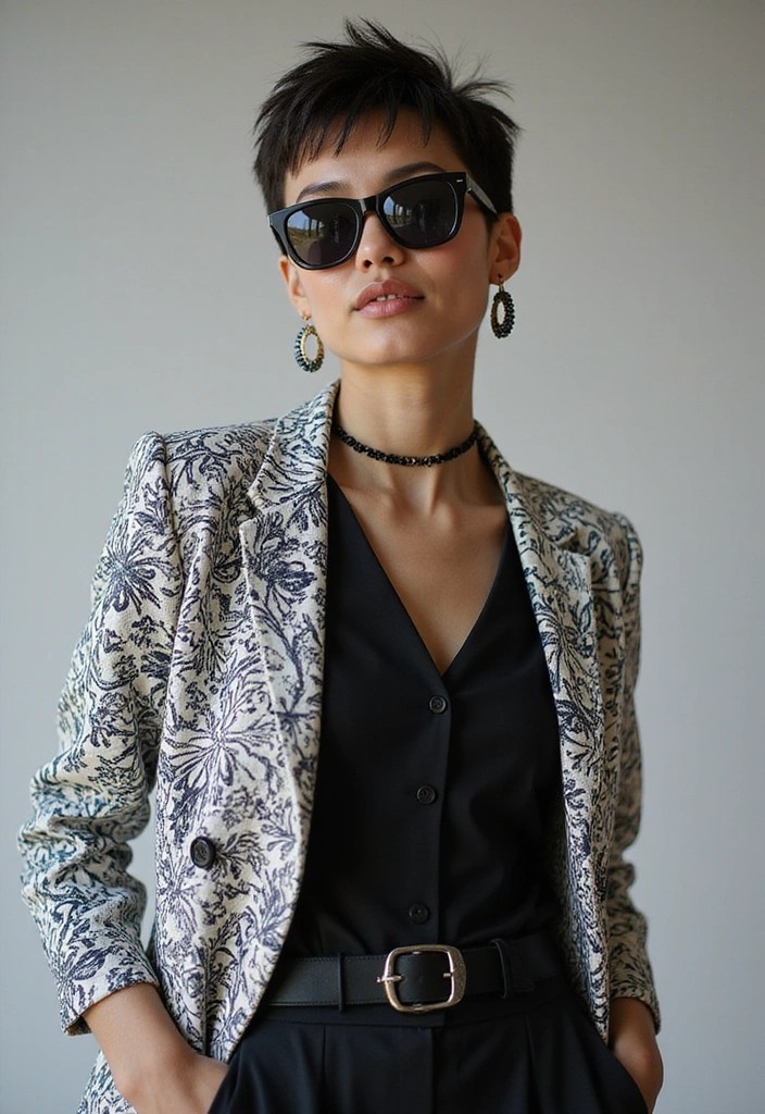 6 Summer Blazer Outfit Ideas for Effortless Elegance - 6. Printed Blazer with a Monochrome Outfit