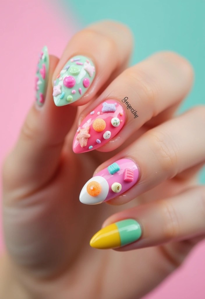 8 Festive Labubu Nails Designs for Every Celebration (Get Ready to Shine!) - 5. Sweet Treats: Candy-Inspired Designs
