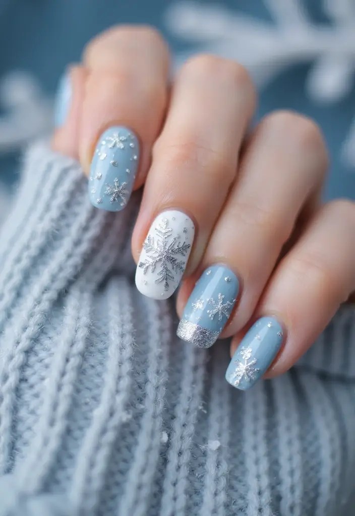 8 Festive Labubu Nails Designs for Every Celebration (Get Ready to Shine!) - 6. Winter Wonderland: Holiday Nail Art