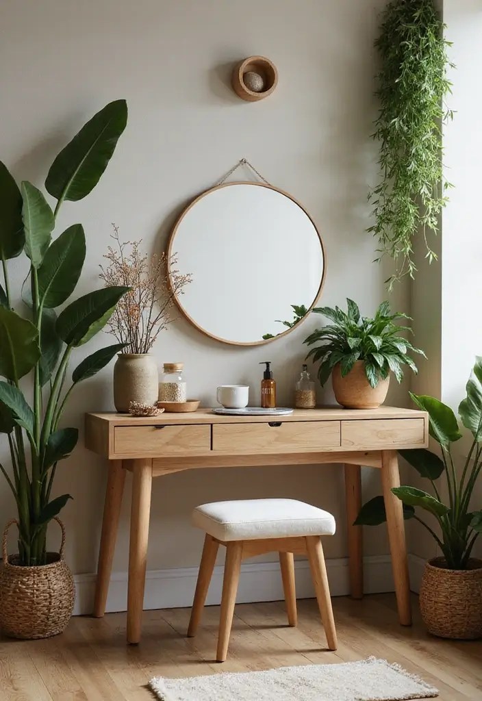 9 Small-Space Vanity Setups That Will Make You Feel Like a Queen - 5. Nature-Inspired Retreat