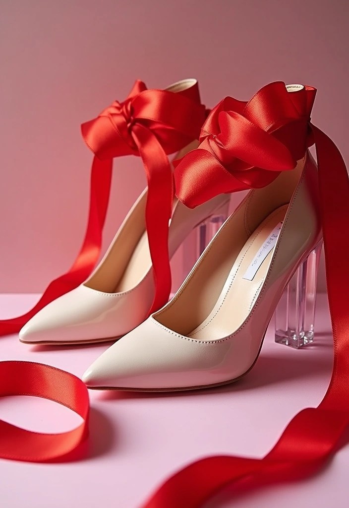 Lucite Heels with a Twist: 15 Ribbon Ideas That Would Make Marilyn Monroe Proud! - 1. Bold Color Ribbons