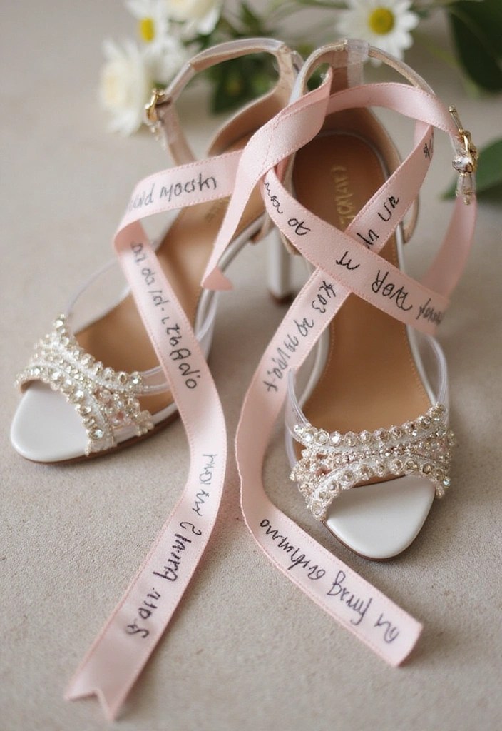 Lucite Heels with a Twist: 15 Ribbon Ideas That Would Make Marilyn Monroe Proud! - 15. Personal Touch with Handwritten Ribbons
