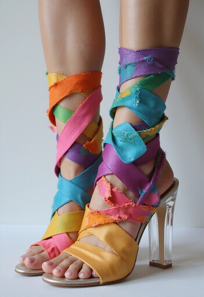 Lucite Heels with a Twist: 15 Ribbon Ideas That Would Make Marilyn Monroe Proud! - 9. Layered Ribbons
