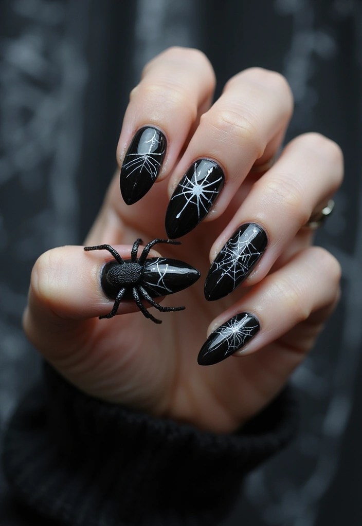 16 Creepy and Trendy Halloween Nail Art Ideas You Need to Try This Year! - 1. Wicked Webs