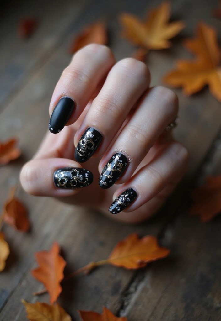 16 Creepy and Trendy Halloween Nail Art Ideas You Need to Try This Year! - 10. Scary Skulls