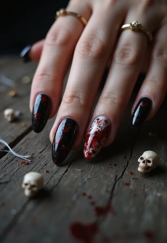 16 Creepy and Trendy Halloween Nail Art Ideas You Need to Try This Year! - 12. Gory Gore