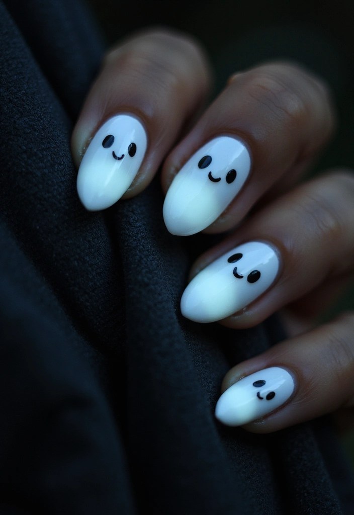 16 Creepy and Trendy Halloween Nail Art Ideas You Need to Try This Year! - 2. Ghostly Glow
