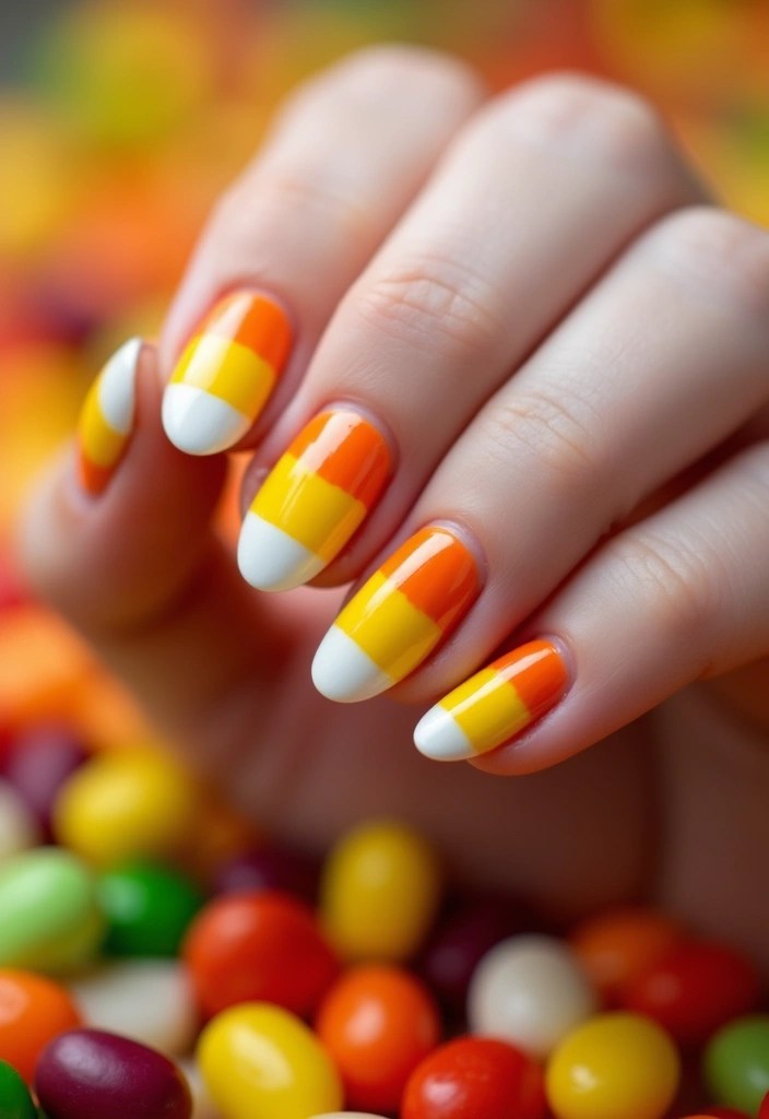 16 Creepy and Trendy Halloween Nail Art Ideas You Need to Try This Year! - 6. Candy Corn Craze