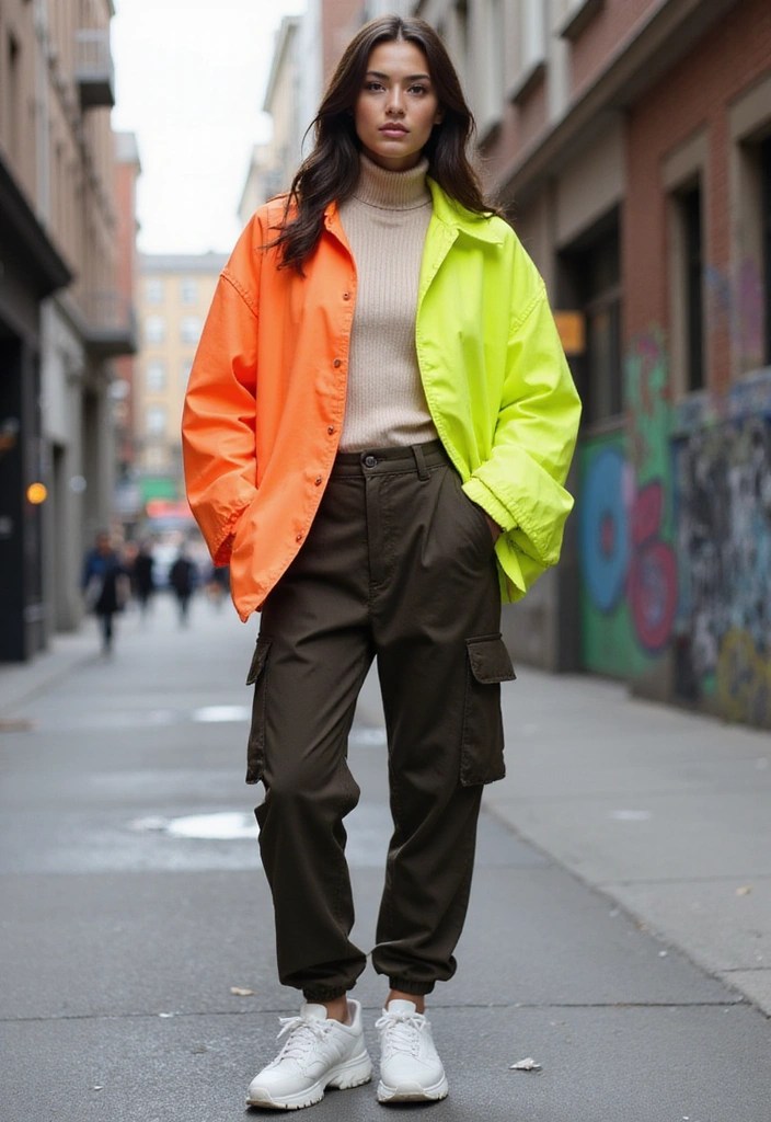 Dare to Dazzle: Neon Streetwear That Adapts to Your Every Mood! - 5. Layered Looks: Neon and Neutral