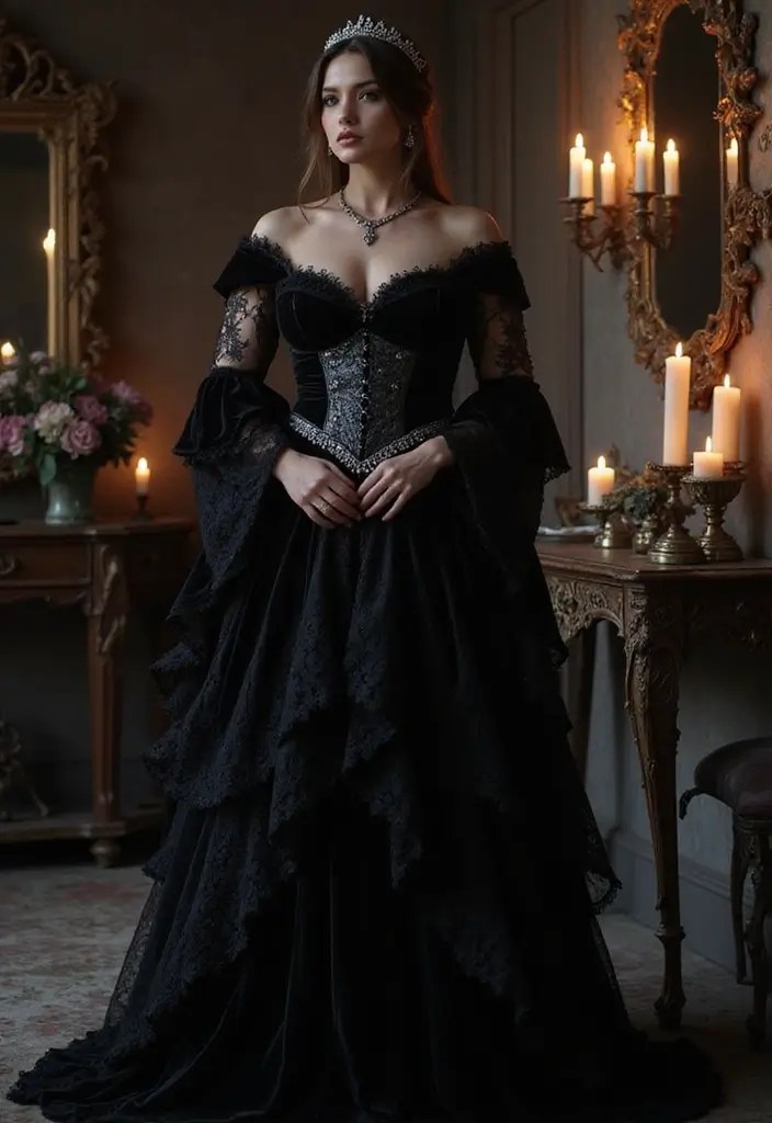 Hauntingly Elegant: Halloween Dresses That Scream Romance - 8. Gothic Glamour