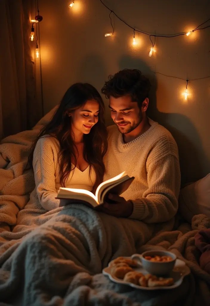 14 Cozy At-Home Date Night Ideas That Will Make You Fall in Love Again (Wait Until You Try #10!) - 7. Cozy Book Club for Two