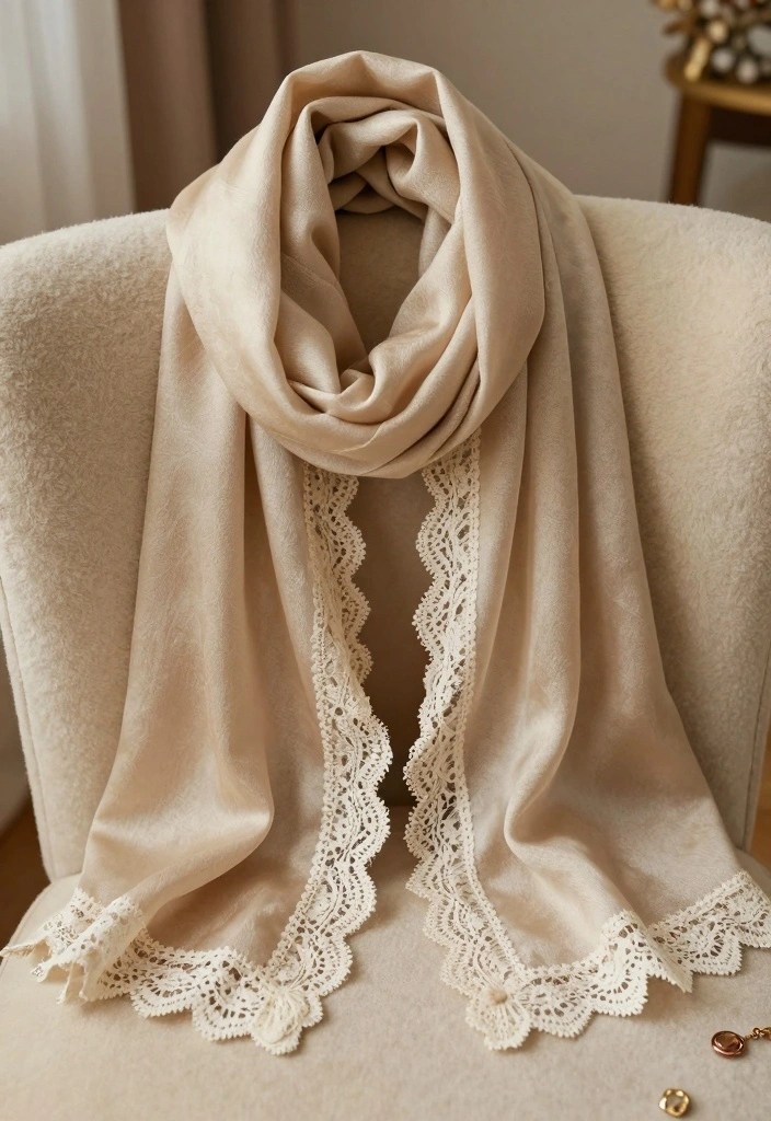 Valentine’s Day 2026 Date Night: 15 Lace & Vamp Romantic Outfits + Makeup Looks (Dupes Under $100) - 14. Stylish Lace-Trimmed Scarf 1