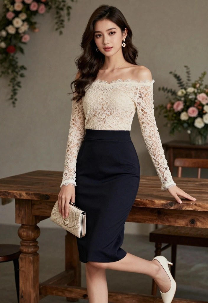 Valentine’s Day 2026 Date Night: 15 Lace & Vamp Romantic Outfits + Makeup Looks (Dupes Under $100) - 3. Flirty Lace Top and High-Waisted Skirt 1