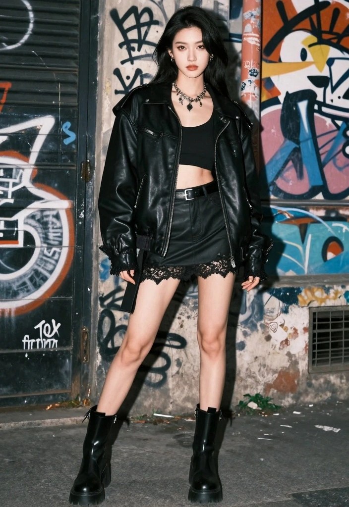 Valentine’s Day 2026 Date Night: 15 Lace & Vamp Romantic Outfits + Makeup Looks (Dupes Under $100) - 7. Edgy Lace-Trimmed Leather Jacket 1