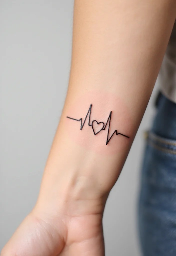 13 Unique Tattoos That Speak to Your Heart Without a Single Word! - 5. The Heartbeat Line 1