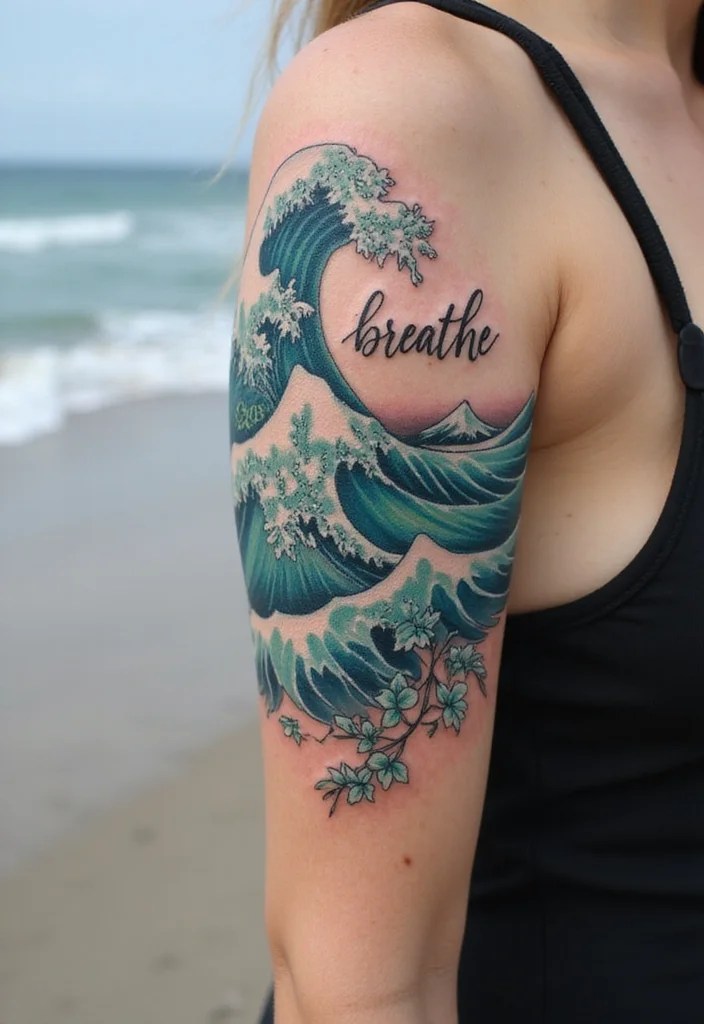 10 Breathe Tattoos That Will Make You Take a Deep Breath and Smile! - 6. The Wave of Breathe 1
