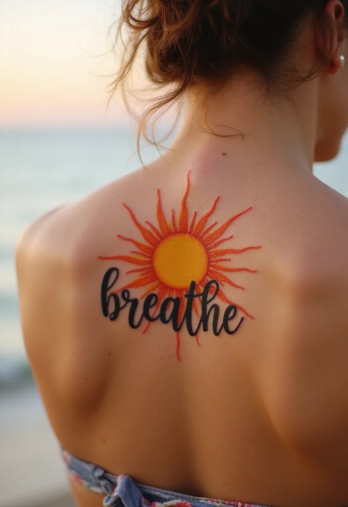 10 Breathe Tattoos That Will Make You Take a Deep Breath and Smile! - 8. The Sun and Breathe 1