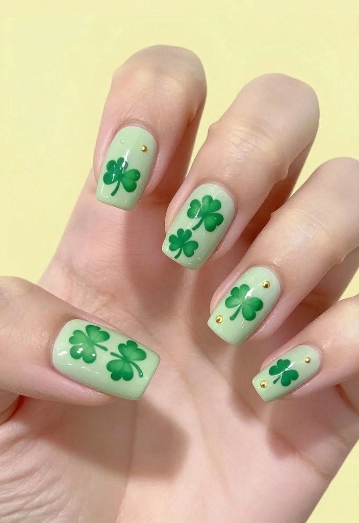 14 Must-Try St Patrick's Day Nail Designs for a Lucky Look This Year! - 3. Cute Clover Nail Art 1