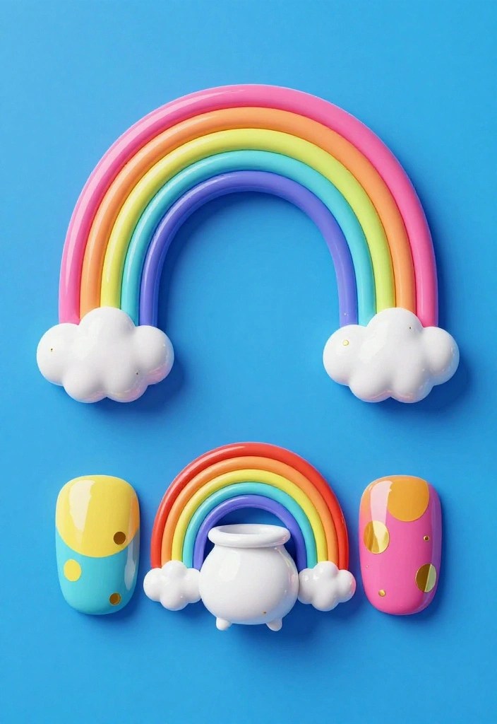 14 Must-Try St Patrick's Day Nail Designs for a Lucky Look This Year! - 4. Rainbow and Pot of Gold 1