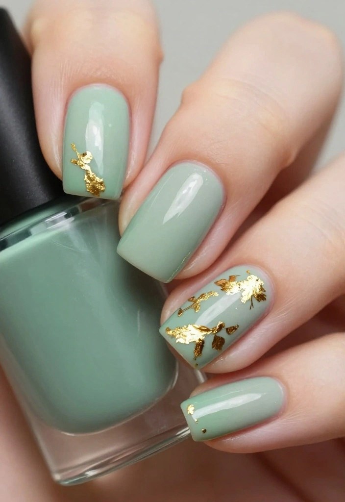 14 Must-Try St Patrick's Day Nail Designs for a Lucky Look This Year! - 5. Gold Leaf Details 1