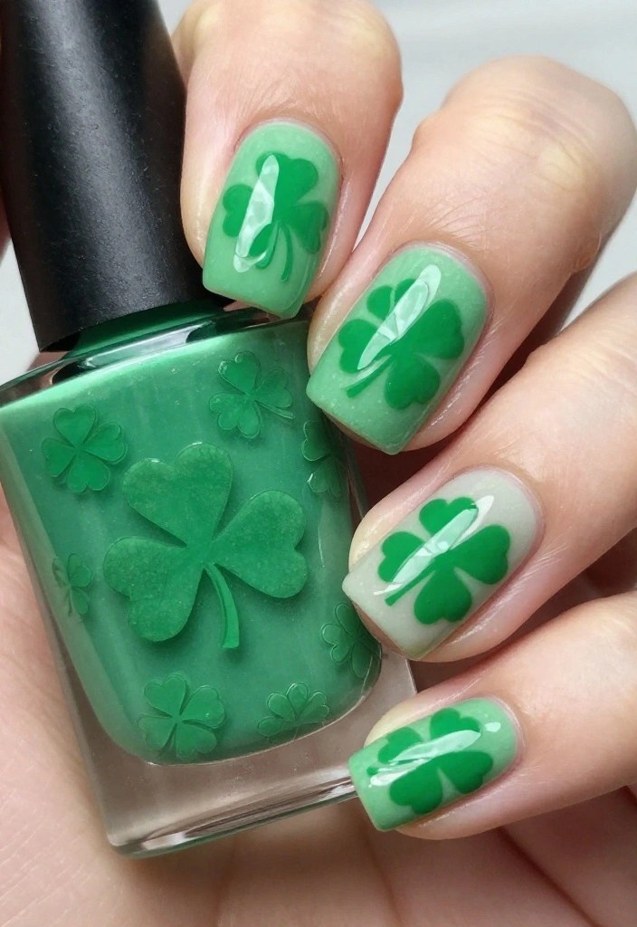 14 Must-Try St Patrick's Day Nail Designs for a Lucky Look This Year! - 7. Shamrock Stamping 1