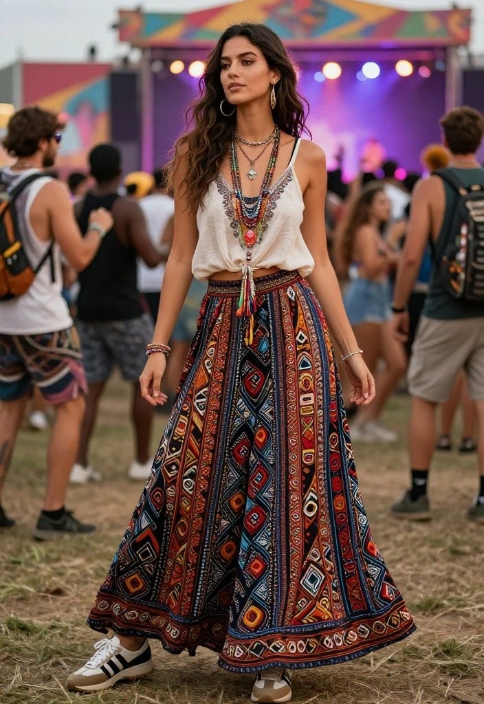 15 Fabulous Concert Outfit Ideas for a Festival-Ready Look! - 12. Retro Sneakers with Bohemian Attire 1
