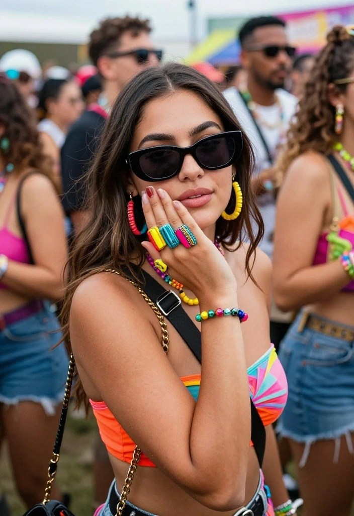 15 Fabulous Concert Outfit Ideas for a Festival-Ready Look! - 14. Colorful Accessories to Brighten Up Your Outfit 1