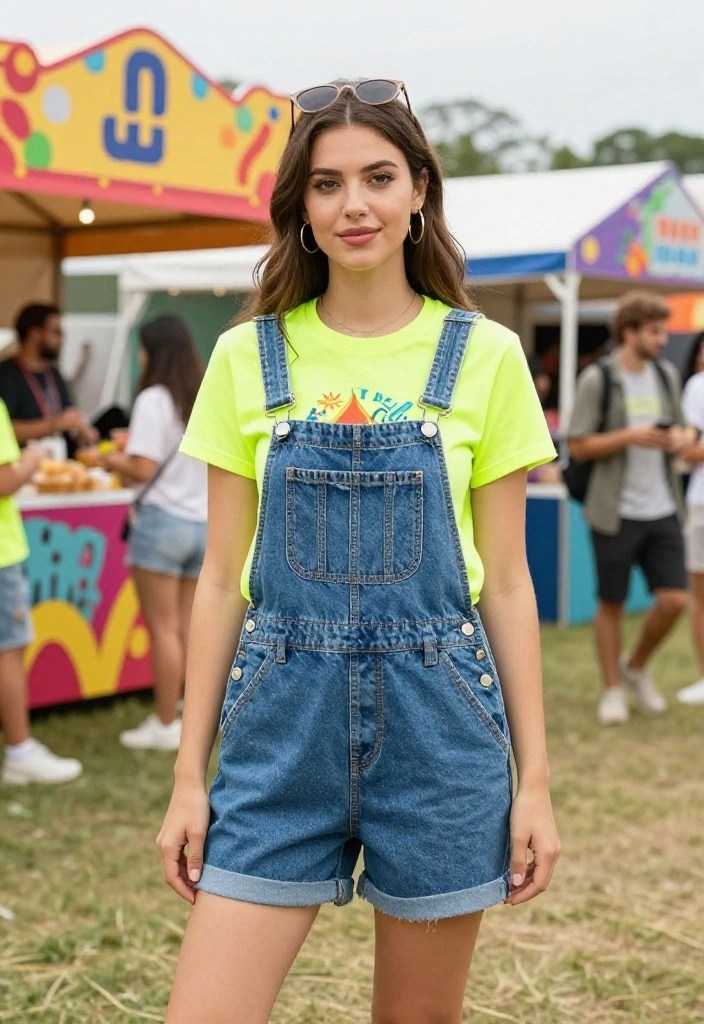 15 Fabulous Concert Outfit Ideas for a Festival-Ready Look! - 7. Trendy Overalls with a Twist 1