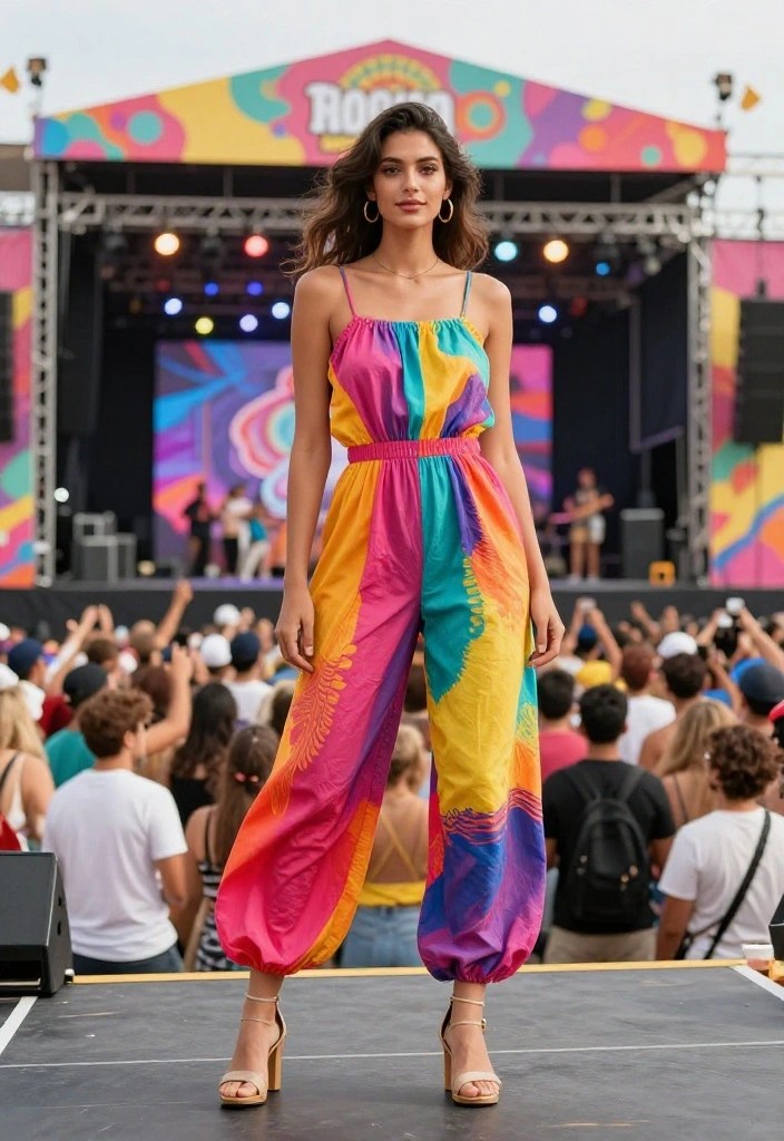 15 Fabulous Concert Outfit Ideas for a Festival-Ready Look! - 8. Brightly Colored Romper 1