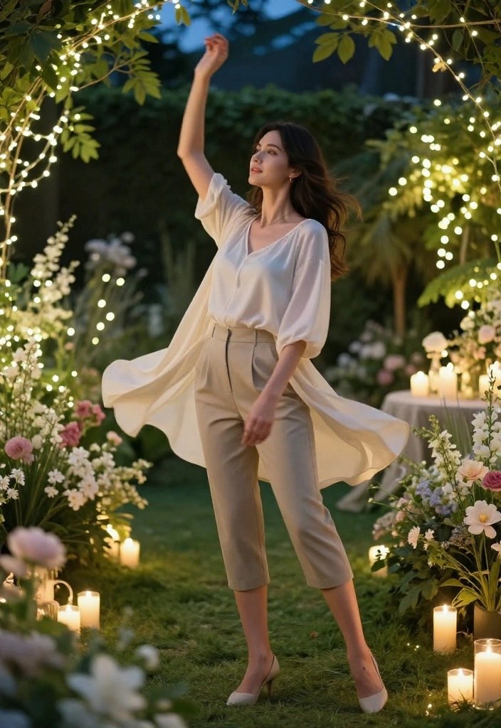 15 Stunning Capri Pant Outfit Ideas for Going Out That Will Turn Heads! - 7. Effortlessly Romantic with a Flowy Top 1